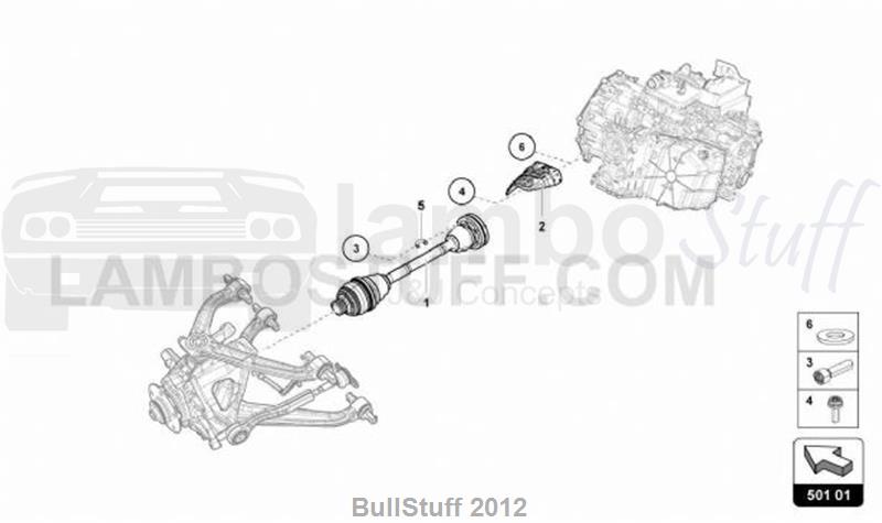 2018 Lamborghini HURACAN LP580-2 SPYDER ENGLAND AXLE SHAFT (501.01.00)